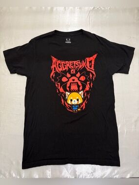 Aggretsuko Sanrio Rage T-Shirt Black size M 100% cotton